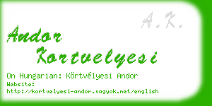 andor kortvelyesi business card